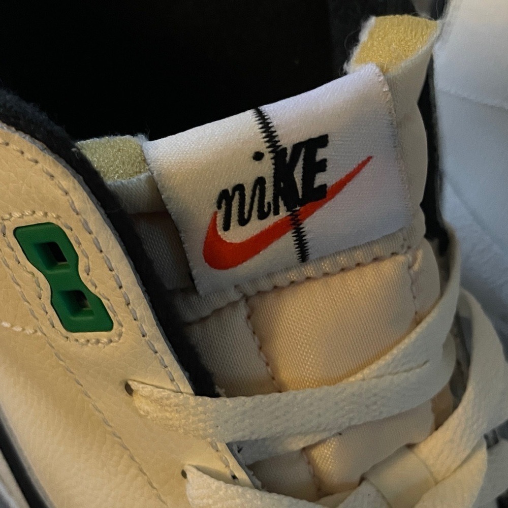 Nike Blazer Mid 77 White Black Green Split Logo High Top Sneakers Mens - Picture 3 of 10